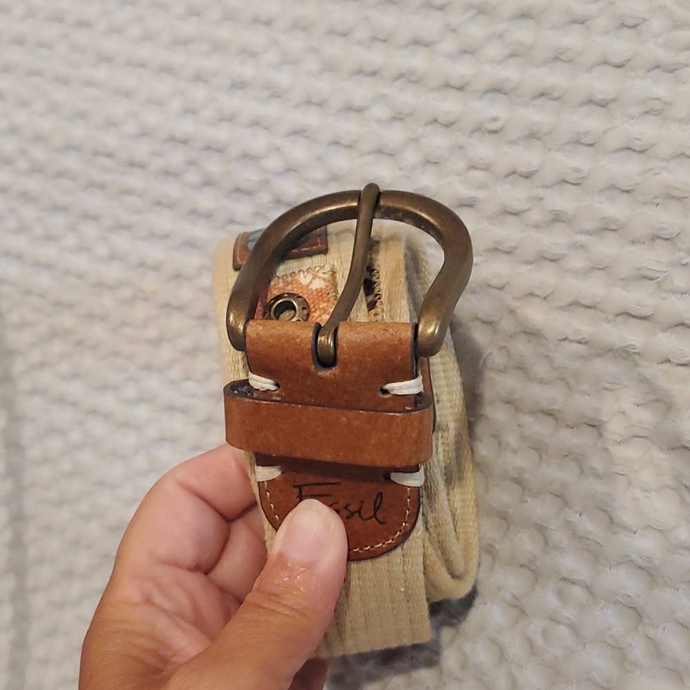 Fossil Patchwork Web Belt Size M - image 1